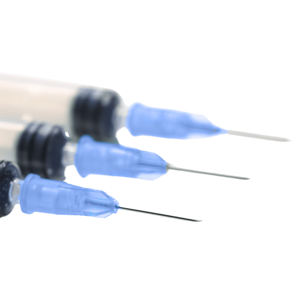 3 blue syringes